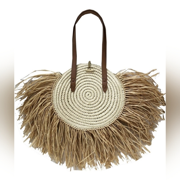 INC International Concepts Handbags - NWT INC International Concepts Tan and Cream Fringe Tote